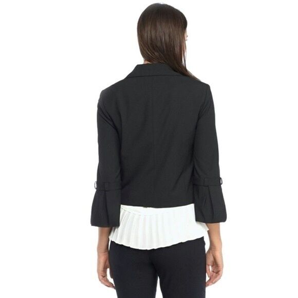New! THE LIMITED Open-Front Black Jacket Military Style 3/4 Flare Sleeve Size 10 - Picture 2 of 2